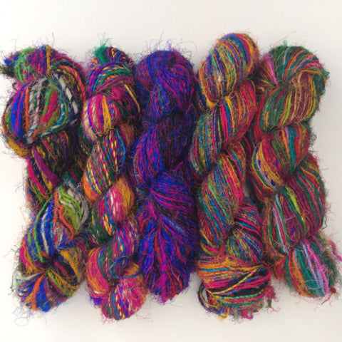 Recycled Sari Silk Handspun Yarn - Multicolour